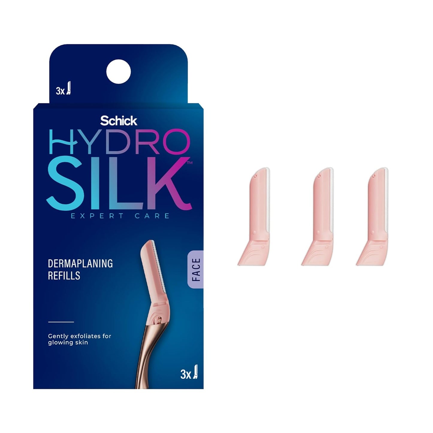 Dermaplaning Wand Refill Blades, 3ct Dermaplane Blades | Microblades for Face, Hydro Silk Dermaplaning Refills, Hydro Silk Razor Refills, Dermaplaning Tool Blade Refills, 3ct
