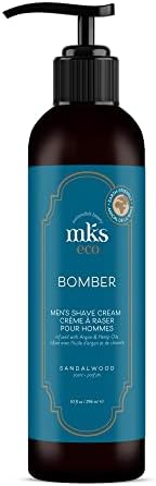MKS eco for Men Bomber Shave Cream, Sandalwood Scent - 10 oz - Softens Beard to Reduce Resistance & Irritation, Moisturizes Skin - With Hemp Seed & Argan Oils - Vegan, Cruelty Free