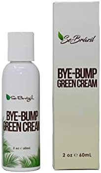Bye Bump Green Cream by Se-Brázil for Stubborn Ingrown hairs, Razor Bumps and Body Acne Spot Treatment, Dual Action: Use as a Mask or Shaving Cream, 2 oz