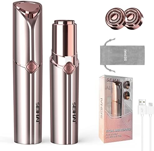 Facial Hair Removal for Women, Hair Removal Device(2023), SEIHAI Rechargeable Hair Remover for Women, Facial Hair Remover for Face, Upper Lip, Chin, Included 2 x Replacement Heads