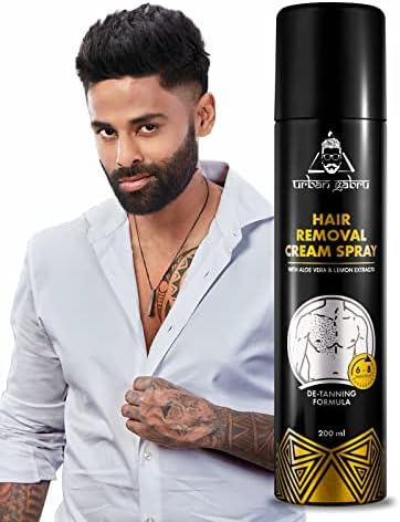 Urbangabru Hair Removal Cream Spray (6.76 Fl Oz) | Painless Body Hair Removal Spray For Chest, Back, Legs & Under Arms (Aloe Vera)