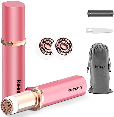Facial Hair Removal for Women, Painless Womens Facial Hair Remover with 2 Replacement Heads, Lipstick Shapes, Facial Hair Remover for Upper Lip/Cheeks/Chin/Peach Fuzz/Mustache