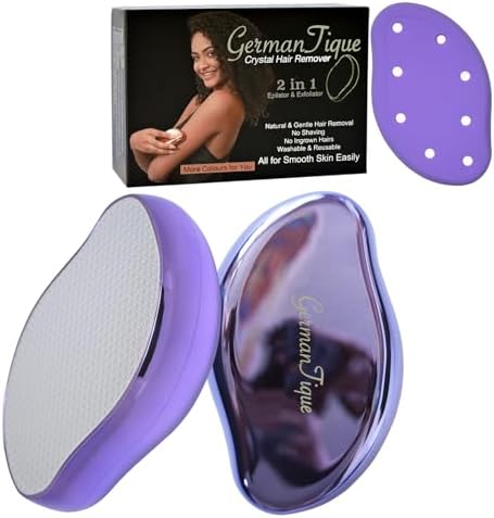 Germantique Crystal Hair Eraser,Natural Crystal Hair Remover,Reusable Painless Nano Glass Hair Removal Device Without Shaver,Gentle Crystal Epilator and Exfoliator for Silky Smooth Skin(Violet)