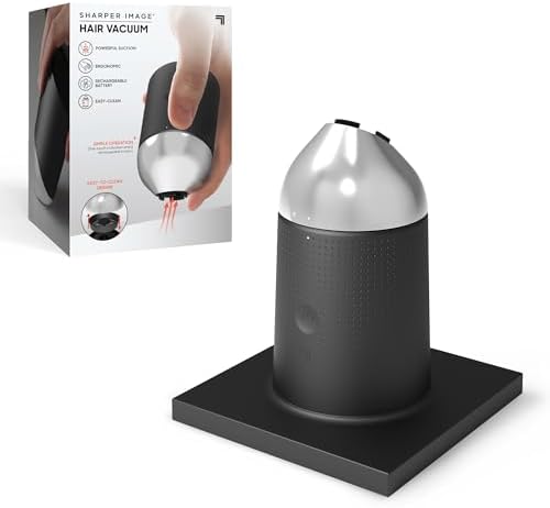Sharper Image® Wireless Hair Vacuum, Mustache & Beard Trimmer Shaving Hair Catcher, Countertop Mens Grooming Sink Cleaner, Powerful Suction Tip, Charging Base, Ergonomic Comfort, Rechargeable Battery