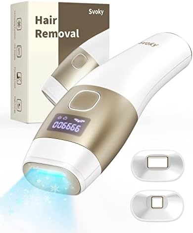 Svoky IPL Laser Hair Removal Device for Women and Men Permanent with Painless Ice Cooling Function, at Home Handset Laser Hair Removal for Armpits Legs Bikini Line, Rated at 999,900 Flashes, Cord