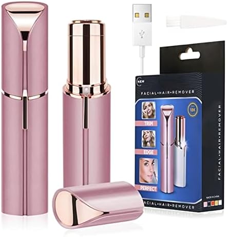 Facial Epilator for Women, Painless Hair Removal Device, for Upper Lips, Chin and Cheeks, USB Rechargeable with LED Light