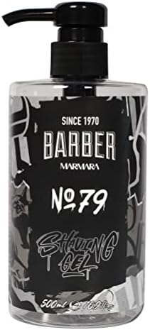 BARBER MARMARA Men's Shaving Gel No. 79 - Men's Shaving Gel Transparent 500 ml - Shaving Gel Men - for a Precise Shave of Beard Contours - Optimal Glide - Cools the Skin - with Pump Dispenser