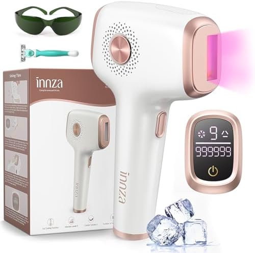 INNZA Laser Hair Removal with Ice Cooling Care Function for Women Permanent,999,999 Flashes Painless IPL Hair Remover, Hair Removal Device for Armpits Legs Arms Bikini Line (1-White)
