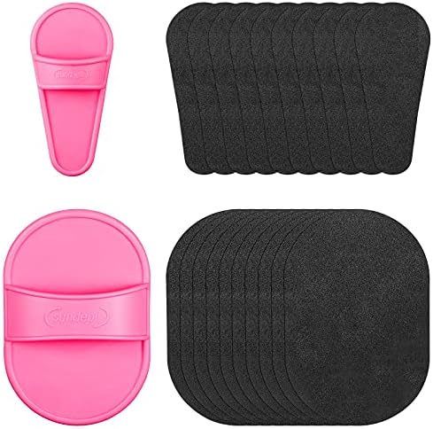 102 Pieces Hair Removal Pad Sets Smooth Away Hair Removal Kit, 2 Sizes Smooth Legs Skin Pad and 100 Pieces Exfoliation Fine Sandpaper, Lip Facial Hair Removal Pad for Women Girls (Black Sandpaper)