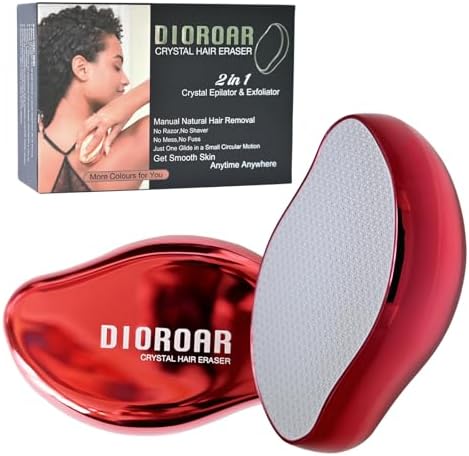 DIOROAR Crystal Hair Eraser,Upgrade Crystal Hair Remover,Physical Nano Glass Hair Removal Device,Painless Epilator and Exfoliator for Quick Silky Smooth Skin(Red)