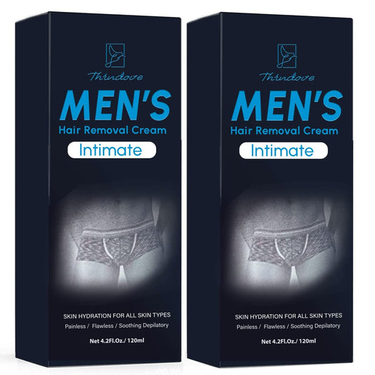 Intimate/Private Hair Removal Cream For Men (2 packs), For Unwanted Male Hair In Intimate/Private Area, Effective & Painless Depilatory Cream, Suitable For All Skin Types