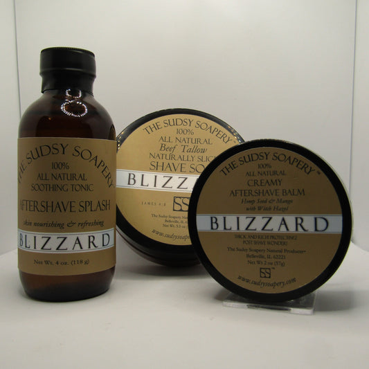 Blizzard (Tallow) Shaving Soap, Splash, and Balm - by Sudsy Soapery (Pre-Owned)