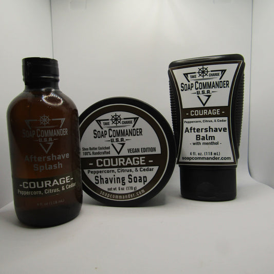 Courage Shaving Soap, Balm, and Splash - by Soap Commander (Pre-Owned)