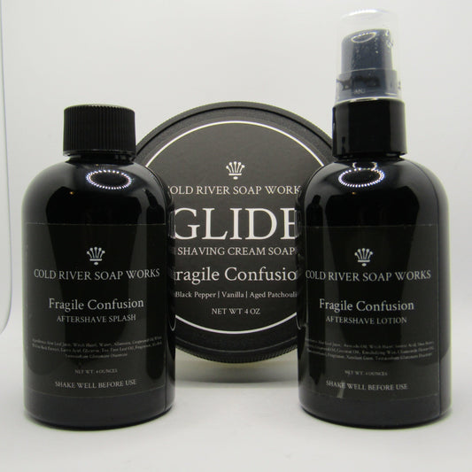 Fragile Confusion (Glide) Shaving Soap, Splash, and Lotion - by Cold River Soap Works (Pre-Owned)