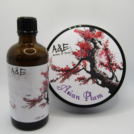 Asian Plum Shaving Soap (Kaizen) and Aftershave Splash - by Ariana & Evans (Pre-Owned)