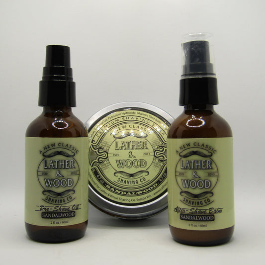 Sandalwood Shaving Soap - Balm - and Pre-Shave - by Lather & Wood (Pre-Owned)