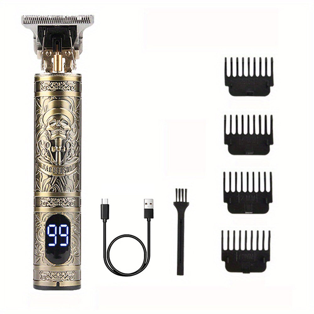 Hair Trimmer For Men, Upgrade Electric T-Blade Cordless Hair Clippers, Unique Design Barbershop Beard Shaver Haircut Grooming Kit - USB Rechargeable & LED Display