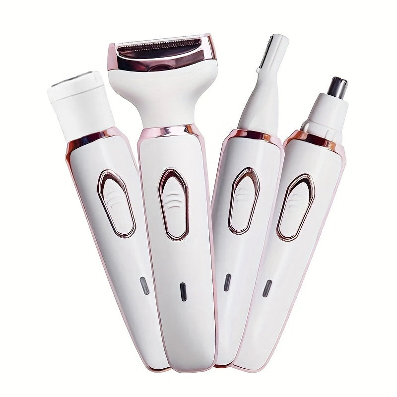 Electric Razor For Women, 4-in-1 Lady Electric Shaver For Face, Nose, Legs And Underarm, Bikini Trimmer For Women Wet & Dry Painless, Public Hair Razor Rechargeable & Portable