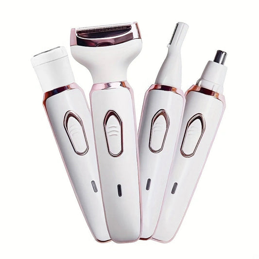 Electric Razor For Women, 4-in-1 Lady Electric Shaver For Face, Nose, Legs And Underarm, Bikini Trimmer For Women Wet & Dry Painless, Public Hair Razor Rechargeable & Portable