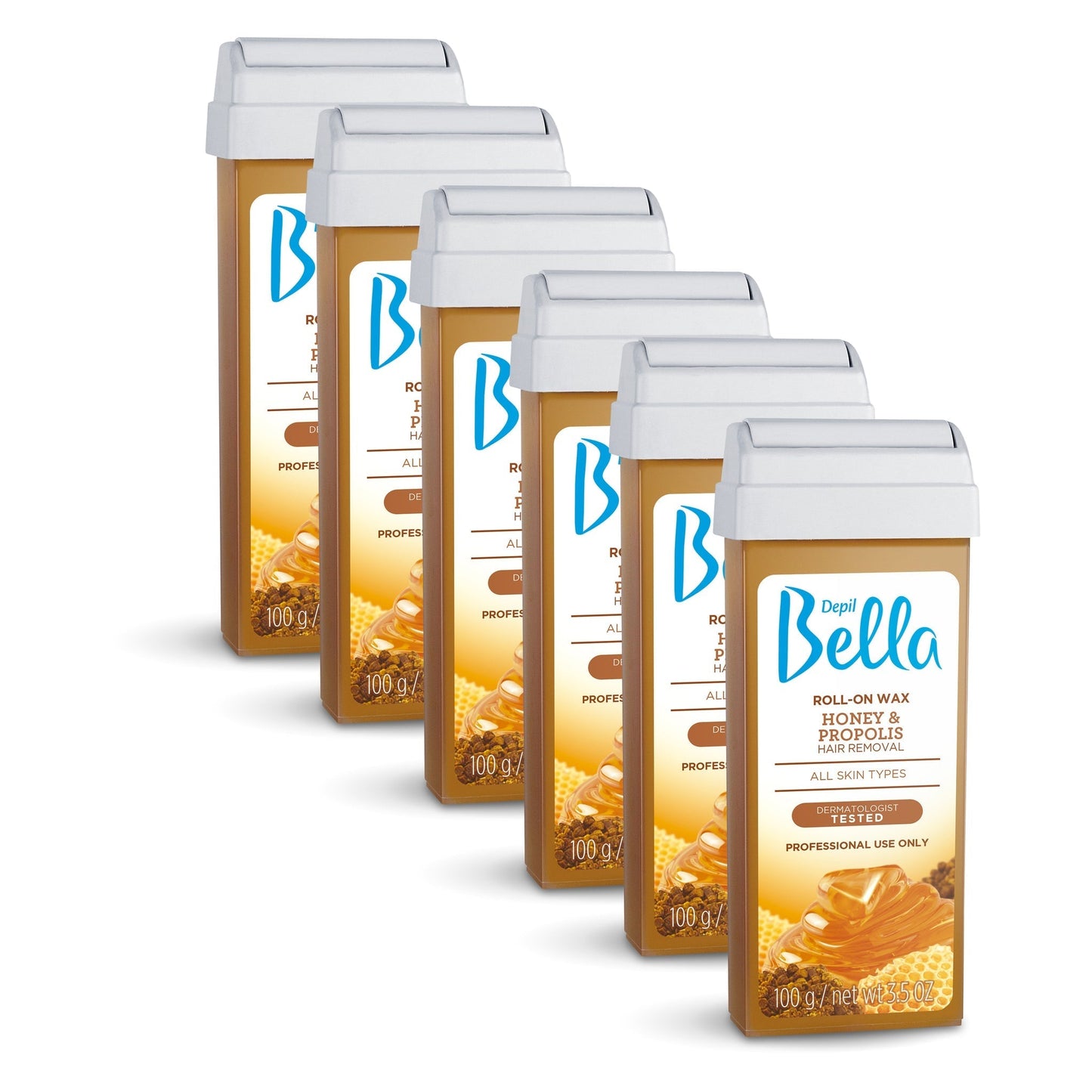 Depil Bella Roll-On Honey with Propolis Wax Hair Removal Cartridges 3.52Oz (6 Units )