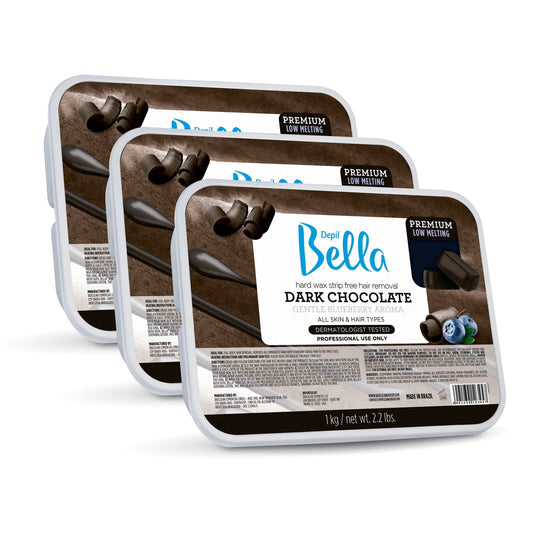 Depil Bella Elastic Hard Wax Hair Removal Dark Chocolate Blueberry 2.2 Lbs (3 Units )