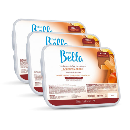 Depil Bella High Performance Hard Wax Hair Removal Apricot & Argan 28.2 Oz (3 Unit )