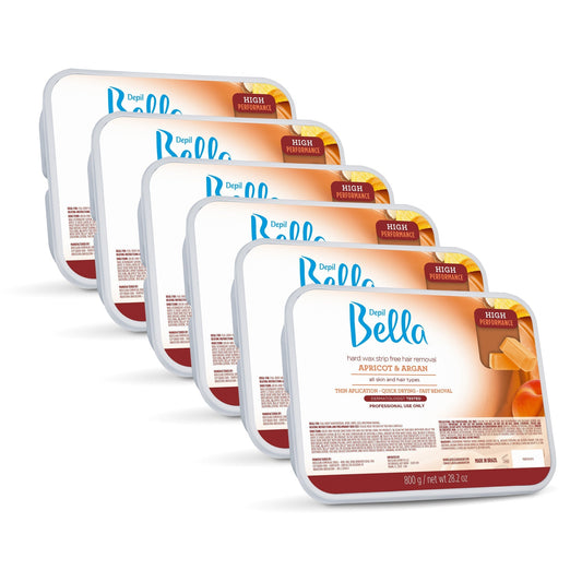 Depil Bella High Performance Hard Wax Hair Removal Apricot & Argan 28.2 Oz (6 Units )