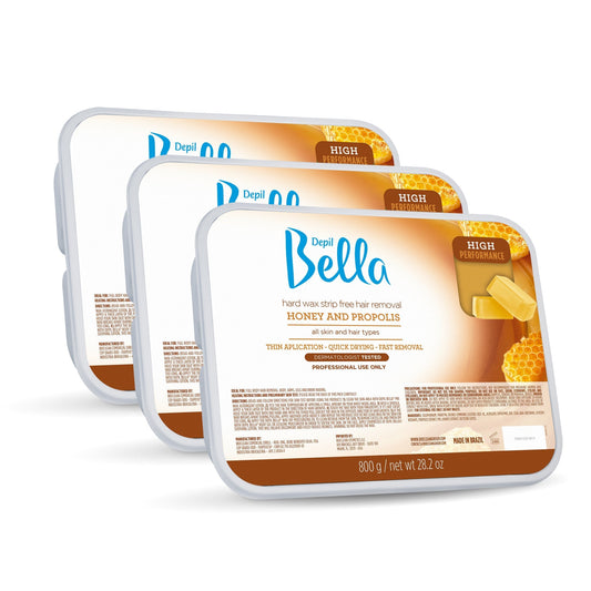 Depil Bella High Performance Hard wax Hair Removal Honey with propolis 28.2 Oz (3 Units )