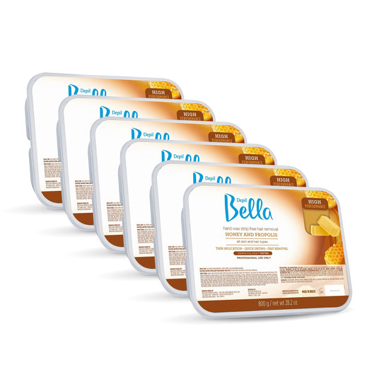 Depil Bella High Performance Hard wax Hair Removal Honey with propolis 28.2 Oz (6 Units )