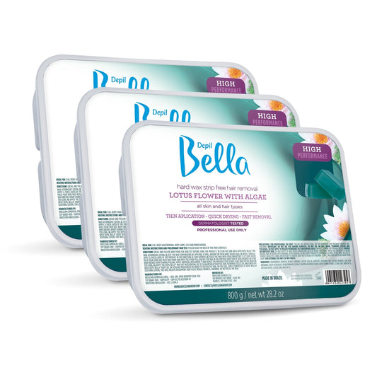 Depil Bella High Performance Hard Wax Hair Removal Lotus Flower & Algae 28.2 Oz (3 Units )