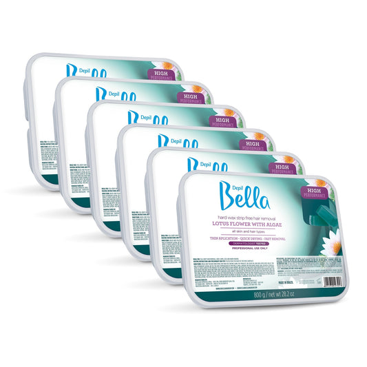 Depil Bella High Performance Hard Wax Hair Removal Lotus Flower & Algae 28.2 Oz (6 Units )