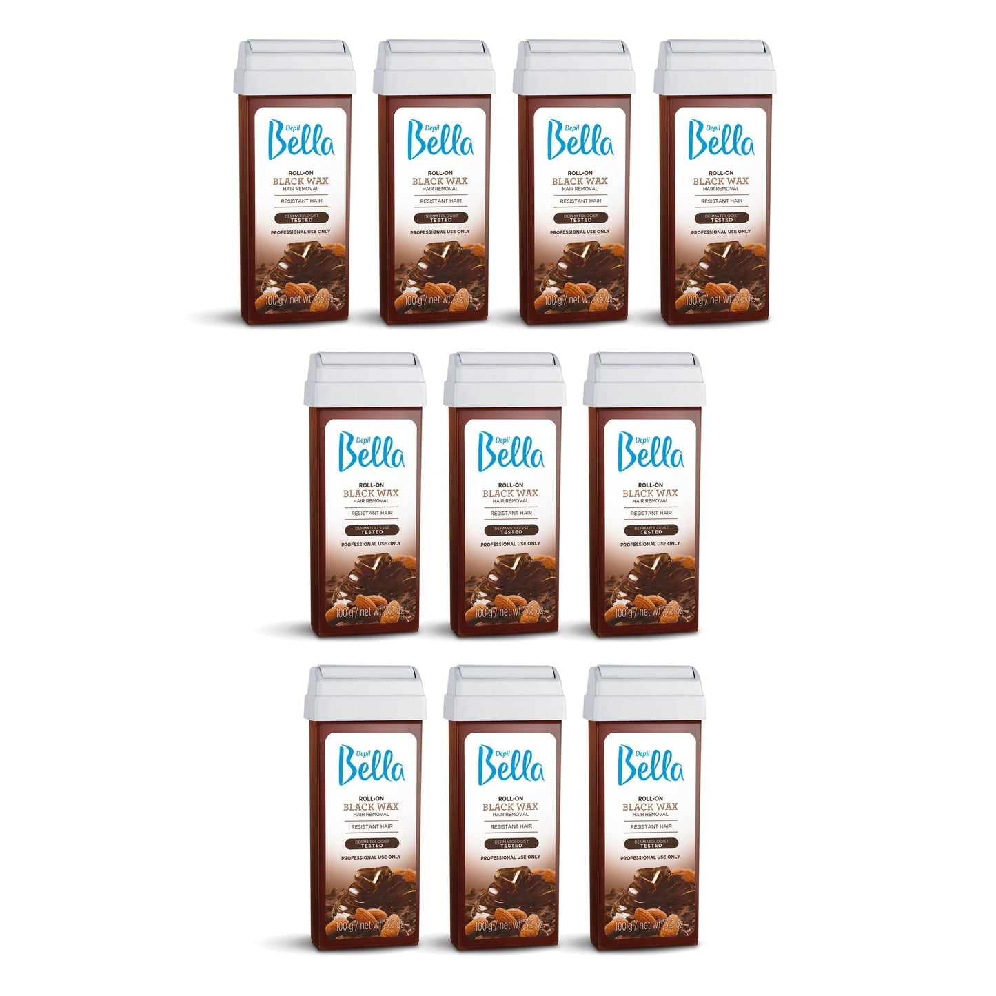 Depil Bella Roll on Black Wax Hair Removal Cartridges 3.52 Oz (10 Units )