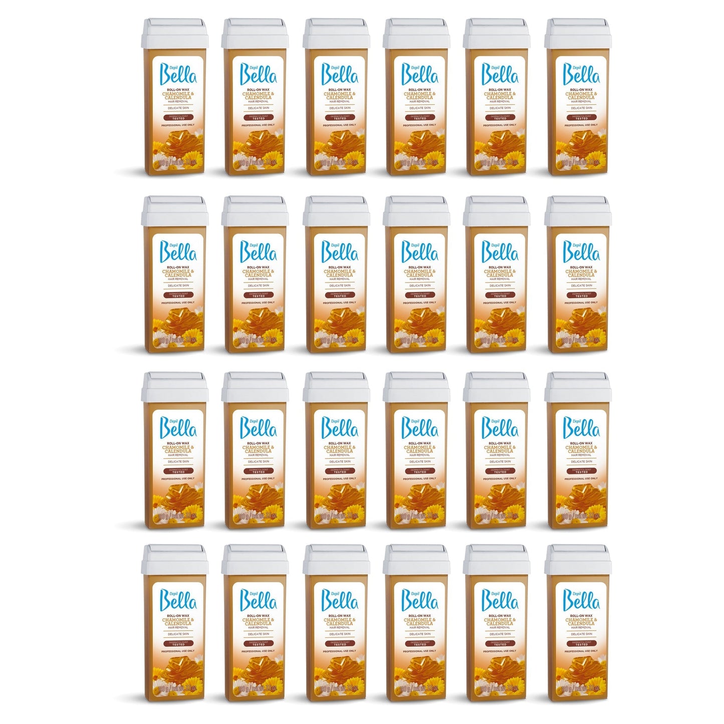 Depil Bella Roll on Chamomile and Calendula Wax Hair Removal Cartridges 3.52 Oz (24 Units )