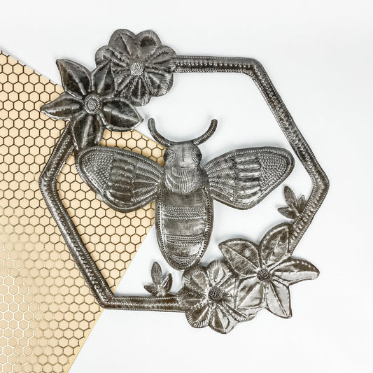 Hexagon Bee Metal Art