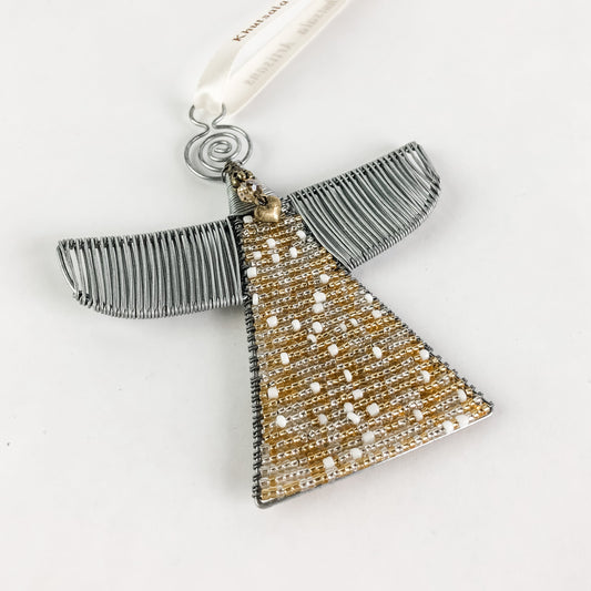 Gold Beaded Angel Ornament
