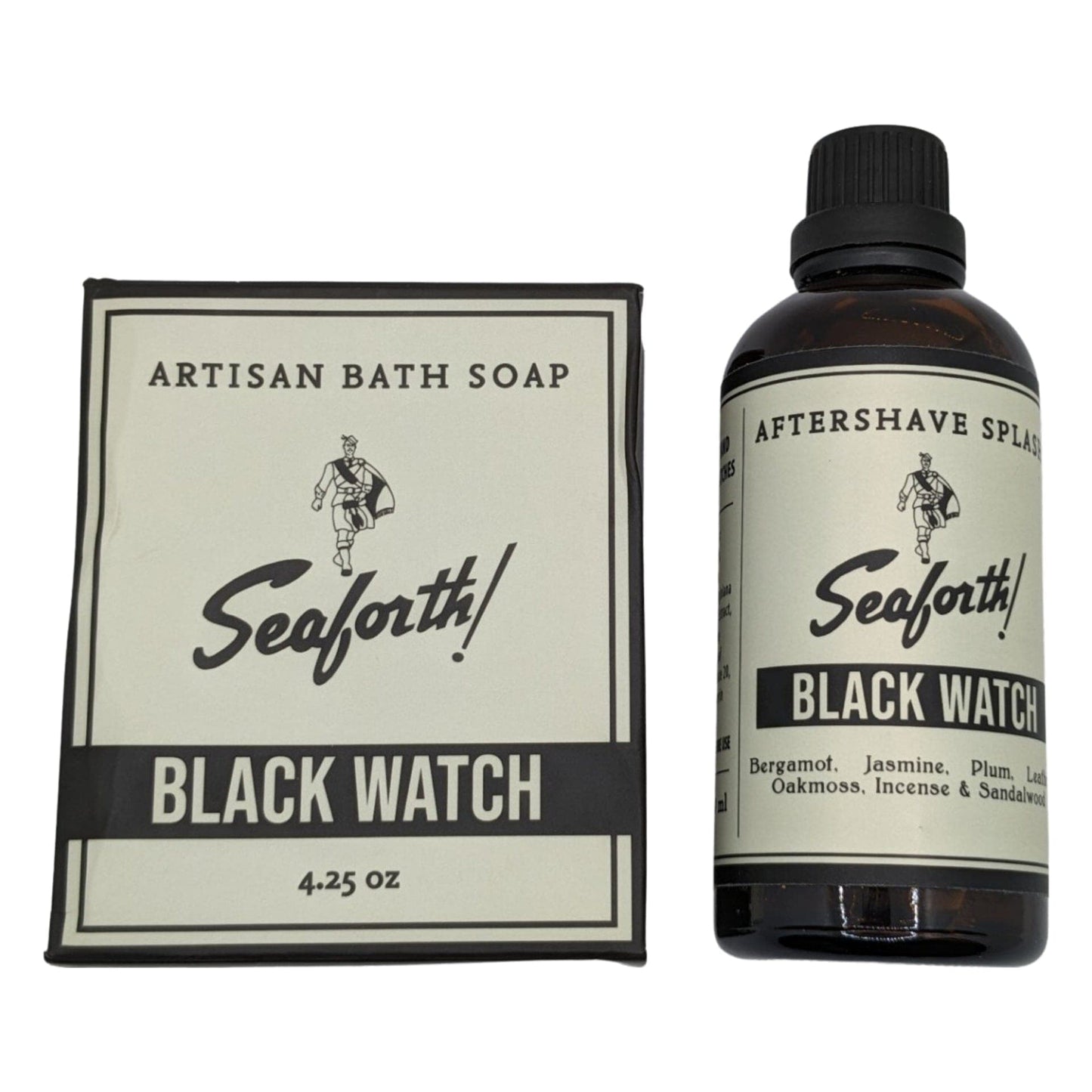 Seaforth! Black Watch Aftershave Splash and Bar Soap - by Spearhead Shaving (Pre-Owned)