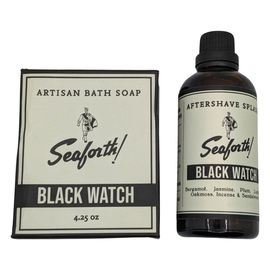 Seaforth! Black Watch Aftershave Splash and Bar Soap - by Spearhead Shaving (Pre-Owned)